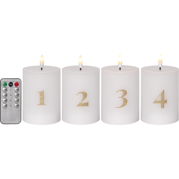 LED Pillar Candle 4 pack Flamme Advent