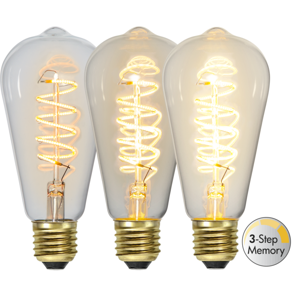 LED Lamp E27 ST64 Decoled Spiral Clear 3 step memory Christmas decorative lighting for indoors outdoors