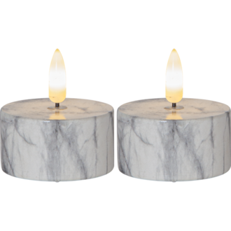 LED Tealight 2 Pack Flamme Marble