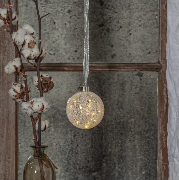 Glass Bauble Glow Snow