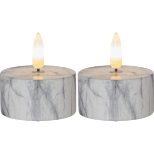 LED Tealight 2 Pack Flamme Marble