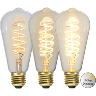 LED Lamp E27 ST64 Decoled Spiral Clear 3-step