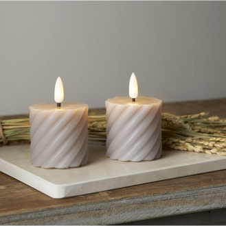 LED Pillar Candle 2 pack Flamme Swirl