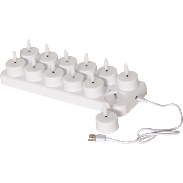 LED Tealight 12 pack Flamme Charge