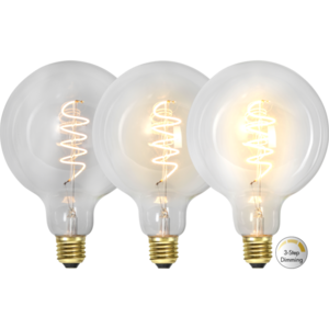 LED Lamp E27 G125 Decoled Spiral Clear 3-step