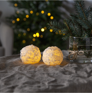 LED Pillar Candle 2P Snowball