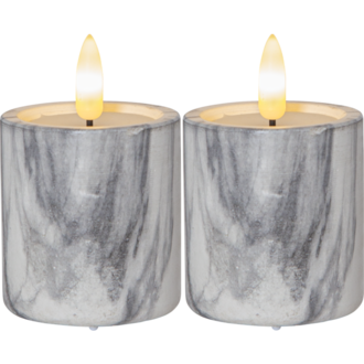 LED Pillar Candle 2 pack Flamme Marble