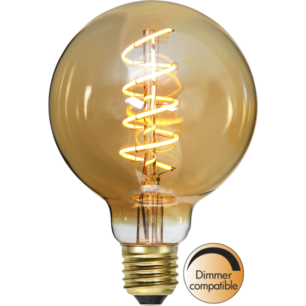 LED Lamp E27 G95 Decoled Spiral Amber