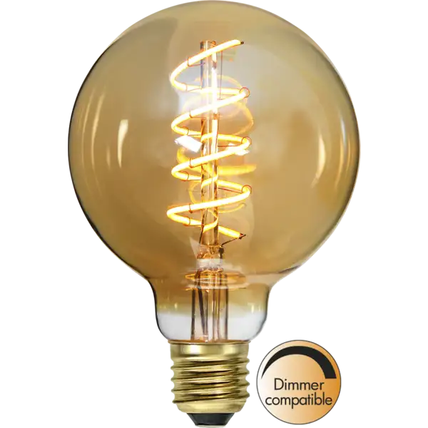 LED-lampa E27 Glob 95 Decoled Spiral Amber