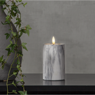 LED Pillar Candle Flamme Marble