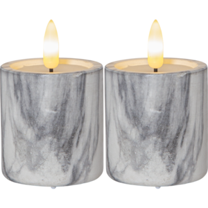 LED Pillar Candle 2P Flamme Marble