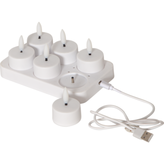 LED Tealight 6 Pack Flamme Charge