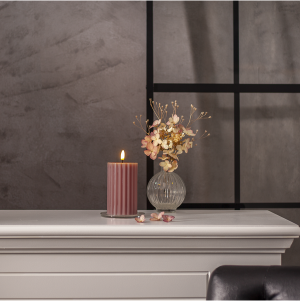 LED Pillar Candle Flamme Stripe
