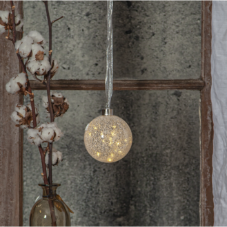 Glass Bauble Glow Snow
