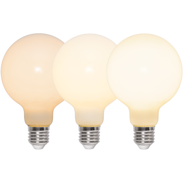 LED-lampa E27 Glob 95 Opaque fil RA90 3-step memo