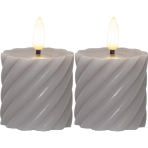 LED Pillar Candle 2P Flamme Swirl