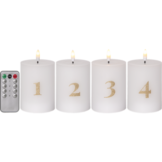 LED Pillar Candle 4 pack Flamme Advent