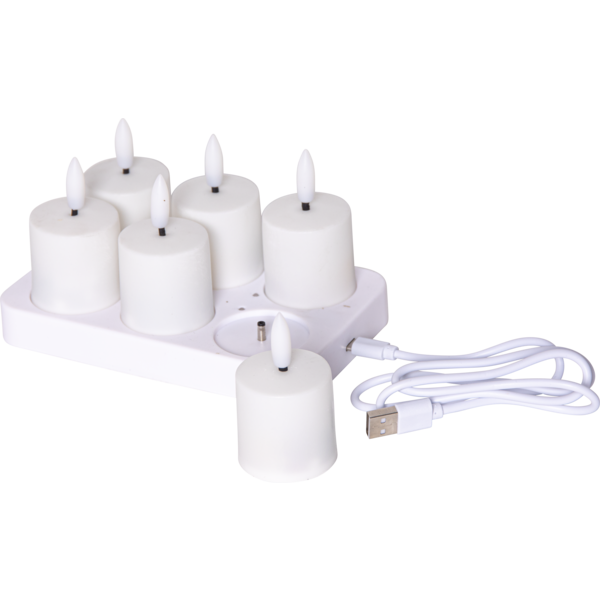 LED Candle 6 Pack Flamme Charge