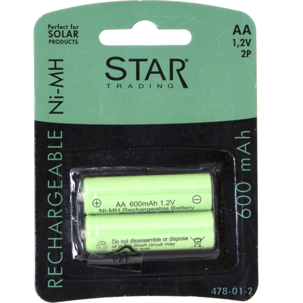 Rechargeable Battery AA 1,2V 600mAh Ni-MH 2 p