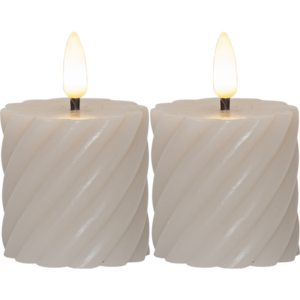 LED Pillar Candle 2P Flamme Swirl