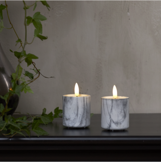 LED Pillar Candle 2 pack Flamme Marble
