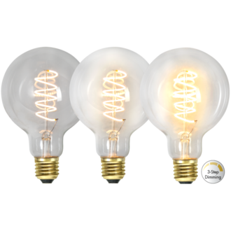 LED Lamp E27 G95 Decoled Spiral Clear 3-step