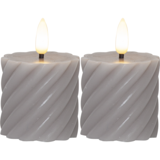 LED Pillar Candle 2 pack Flamme Swirl