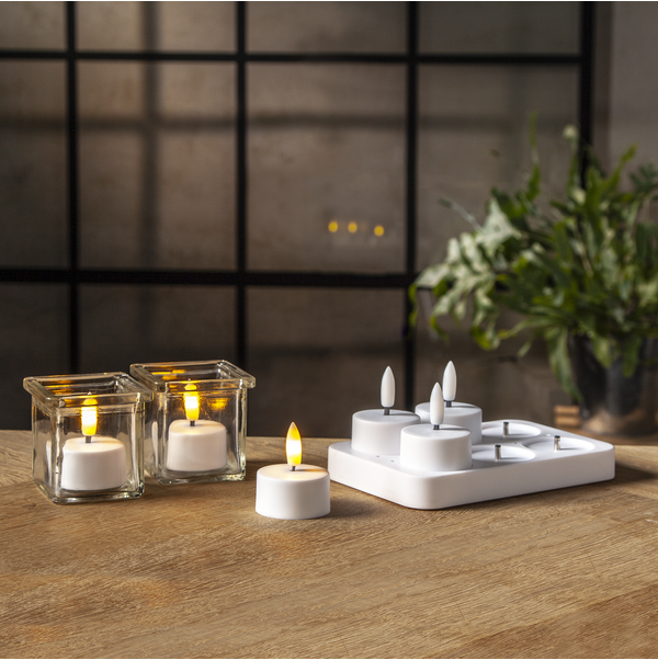 LED Tealight 6 Pack Flamme Charge