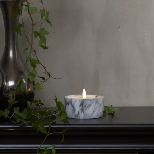 LED Stumpenkerze Flamme Marble