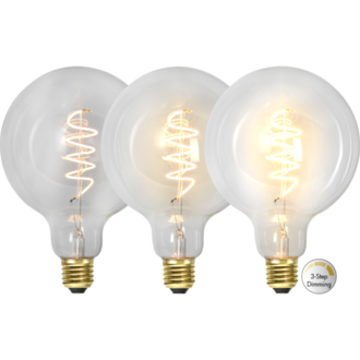 LED Lamp E27 G125 Decoled Spiral Clear 3-step