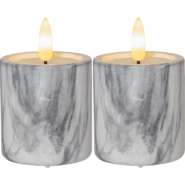 LED Pillar Candle 2 pack Flamme Marble