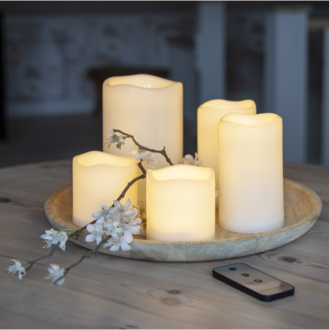 LED Pillar Candle Paul set of 5