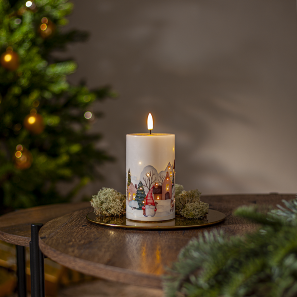 LED Pillar Candle Flamme Winterland