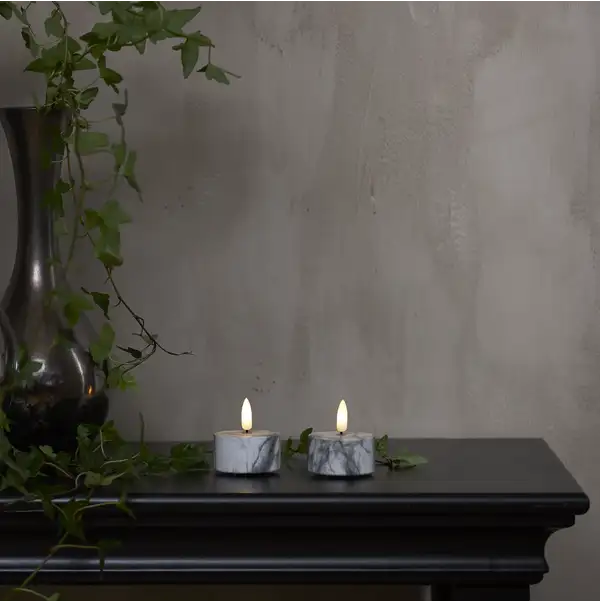 LED Värmeljus 2-pack Flamme Marble
