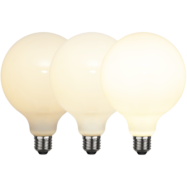 LED Lamp E27 G125 Opaque Fil RA90 3-step