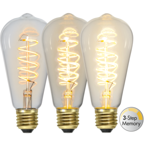 LED Lamp E27 ST64 Decoled Spiral Clear 3-step memory