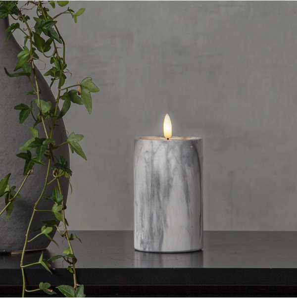 LED Pillar Candle Flamme Marble