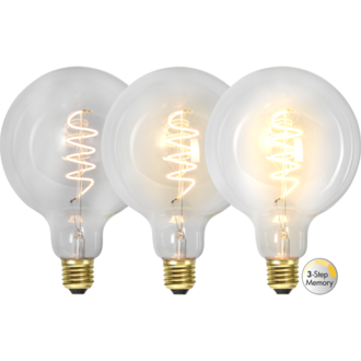 LED Lamp E27 G125 Decoled Spiral Clear 3-step memory