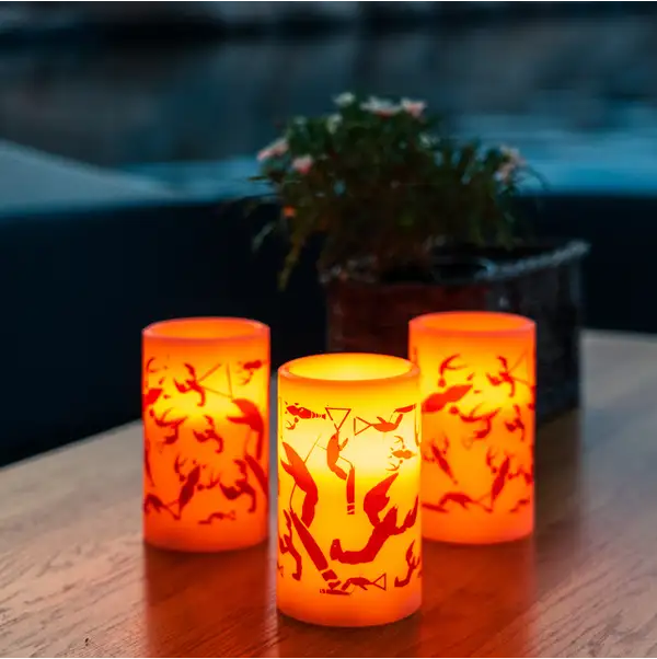 LED Stumpenkerze Crayfish Party