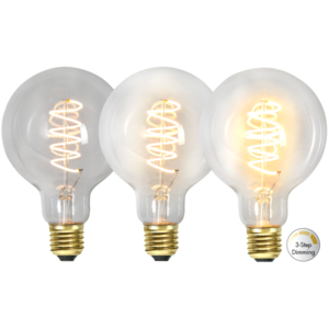 LED Lamp E27 G95 Decoled Spiral Clear 3-step
