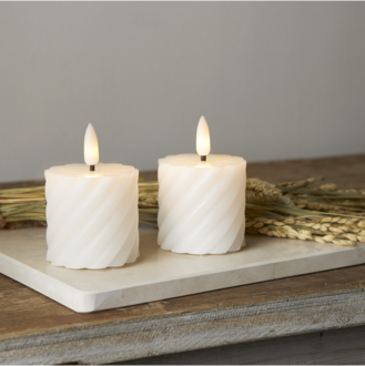 LED Pillar Candle 2 pack Flamme Swirl