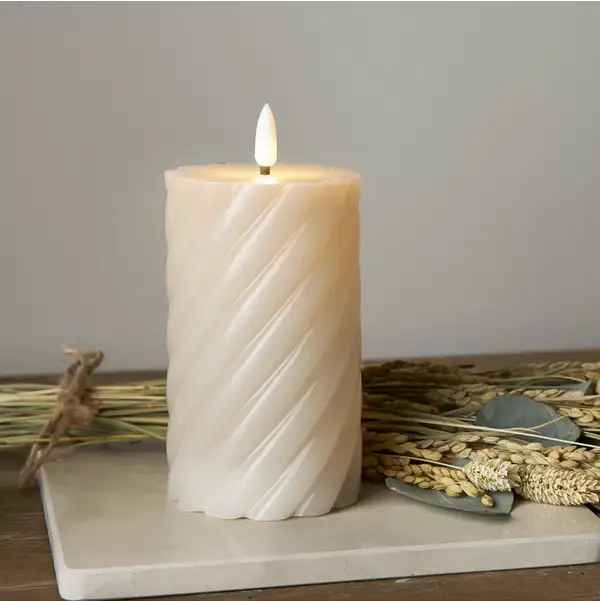 LED Stumpenkerze Flamme Swirl