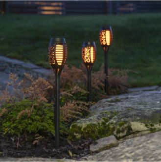 Solar Bollard 3 Pack Flame Mini
