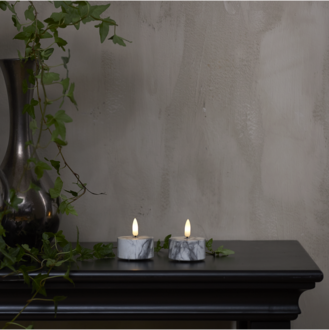LED Tealight 2 Pack Flamme Marble