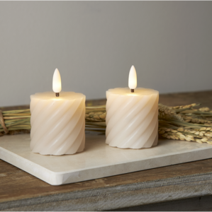 LED Pillar Candle 2P Flamme Swirl
