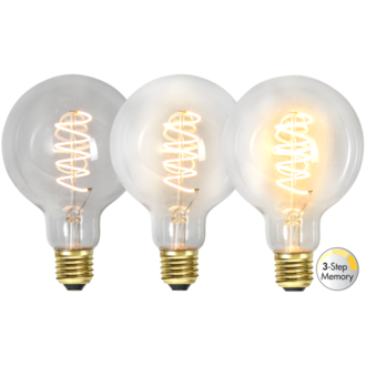 LED Lamp E27 G95 Decoled Spiral Clear 3-step memory