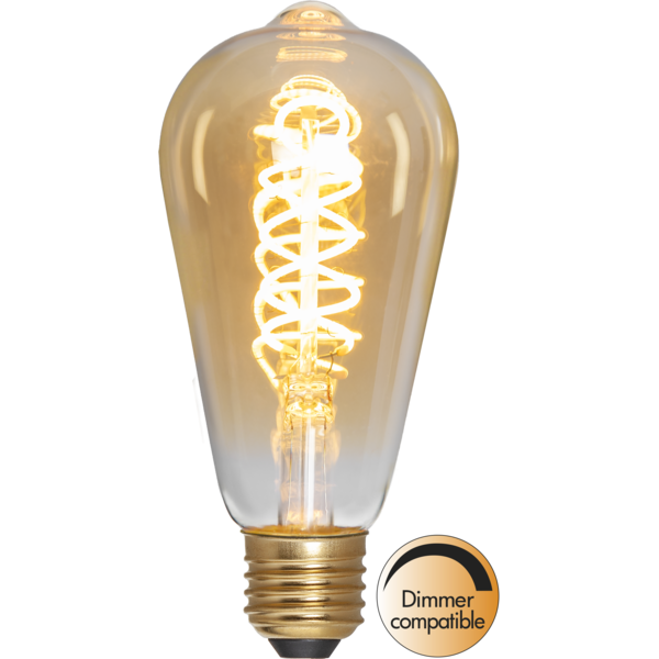LED Lamp E27 ST64 Decoled Spiral Amber