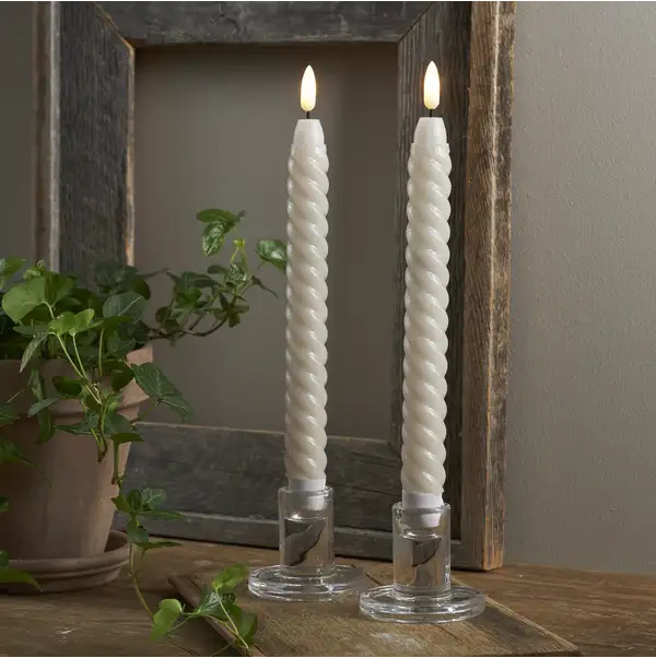 LED Leuchterkerze 2er Set Flamme Swirl