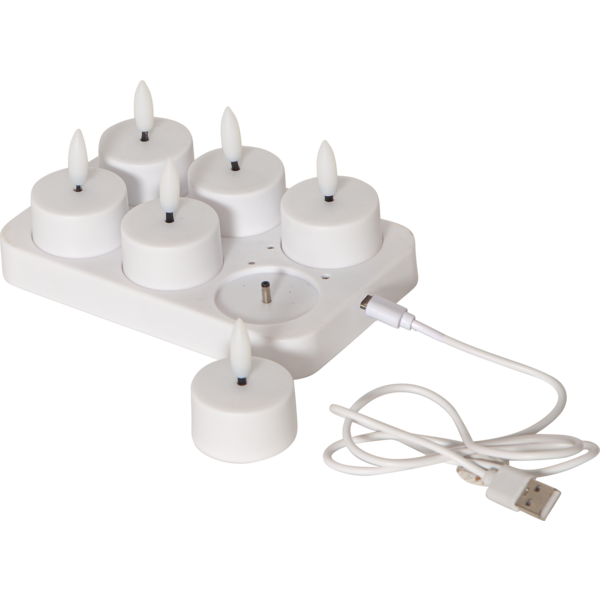 LED Tealight 6 Pack Flamme Charge
