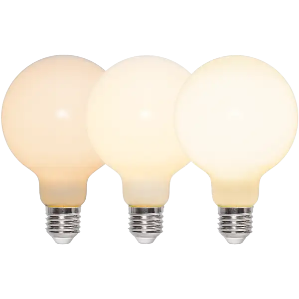LED-lampa E27 Glob 95 Opaque Fil RA90 3-step memo